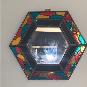 Stained glass hexagonal- six sided- mirror